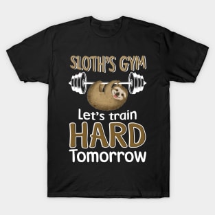 Gym Sloth Weightlifting T-shirt Try Hard Tomorrow T-Shirt